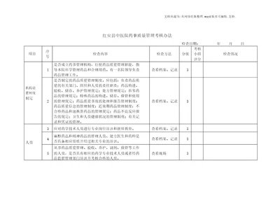 红安县中医院药事质量管理考核标准