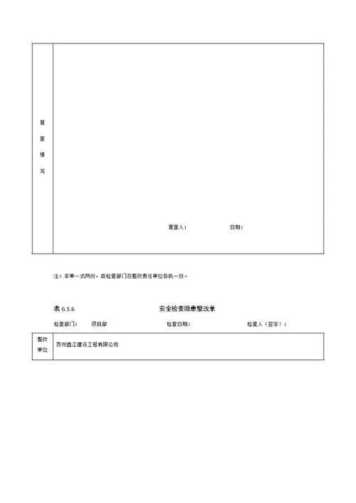 施工安全隐患排查记录表