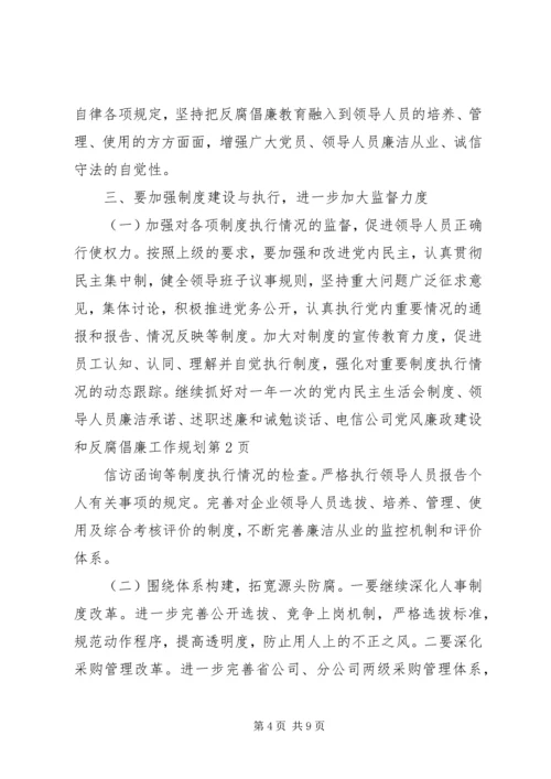 电信公司党风廉政建设和反腐倡廉工作规划 (4).docx