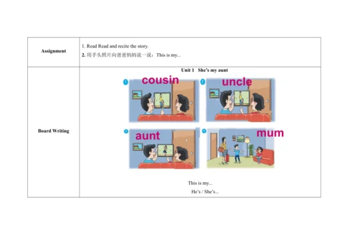 Unit 1 She’s my aunt A Story time 单元整体教学设计