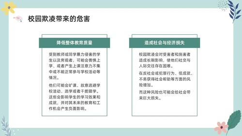 彩色小清新卡通预防校园欺凌家长会PPT课件