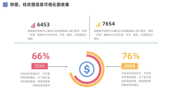 通用饼图柱状图信息可视化图表PPT