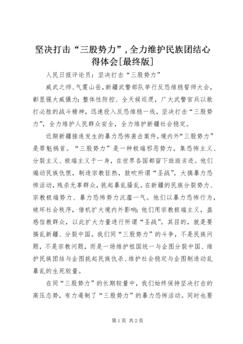 坚决打击“三股势力”,全力维护民族团结心得体会[最终版] (3).docx