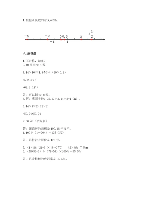 甘谷县六年级下册数学期末测试卷及完整答案一套.docx