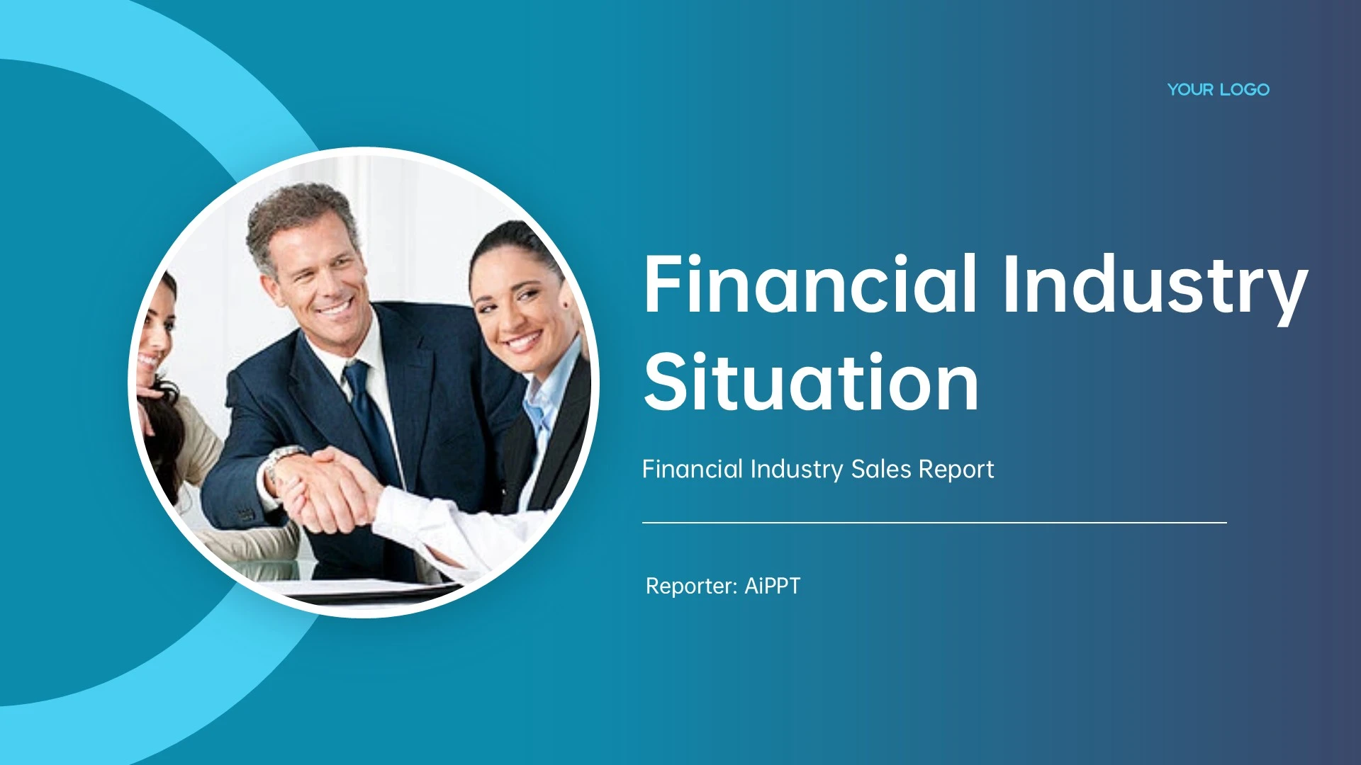 蓝色简约风英文金融行业现状PPT模板