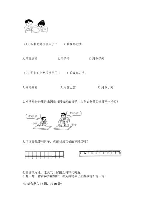 教科版一年级上册科学期末测试卷附参考答案（模拟题）.docx
