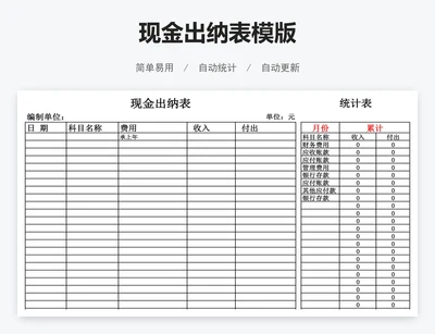 现金出纳表模版