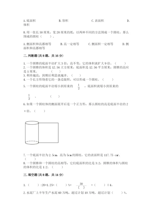 苏教版六年级下册数学期中测试卷完整.docx