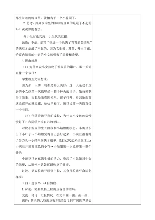 【大单元】统编版四上第二单元第3课时  5.一个豆荚里的五粒豆  教案