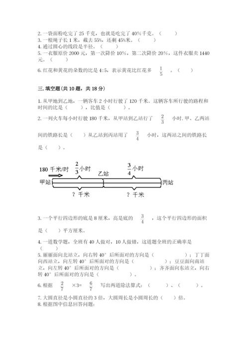 2022年人教版六年级上册数学期末测试卷精品.docx