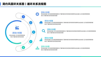 蓝色简约风项半圆环总分关系图PPT