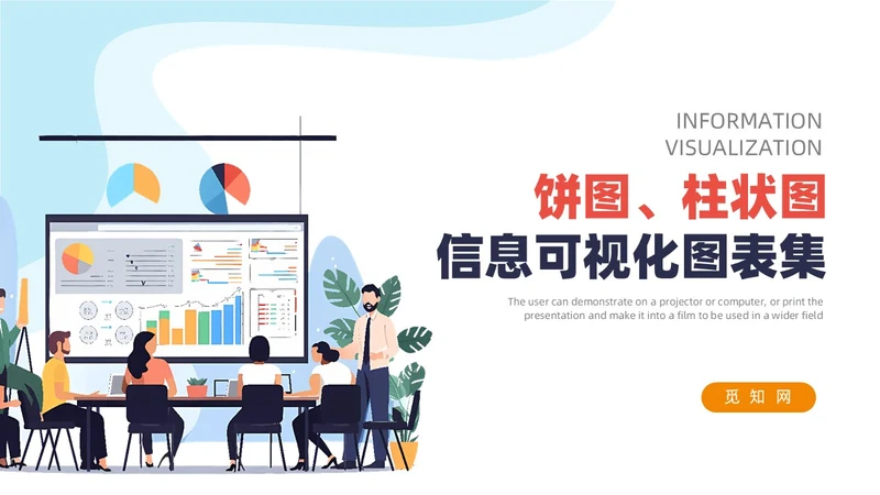 通用多彩饼图柱状图信息可视化图表集PPT