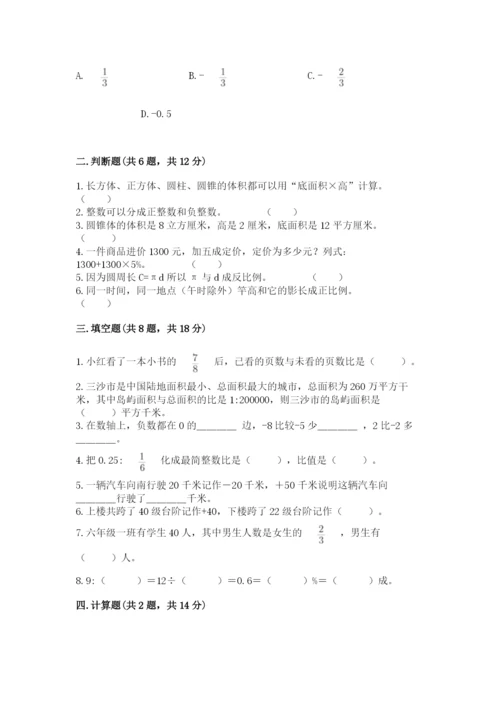 峨山彝族自治县六年级下册数学期末测试卷及完整答案一套.docx