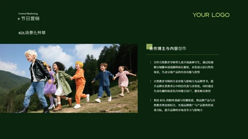 森系童装品牌儿童节品牌推广计划绿色系PPT模板