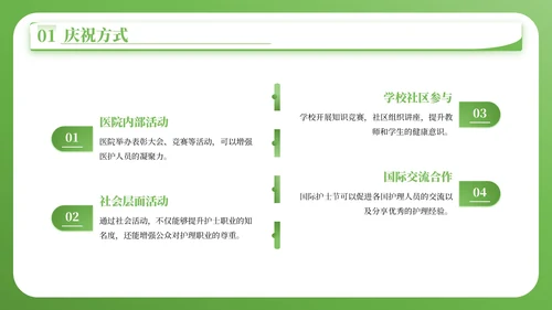 绿色简约风护士节宣传与科普PPT模板