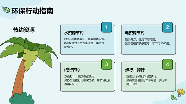 绿色插画风环保校园科普PPT模板