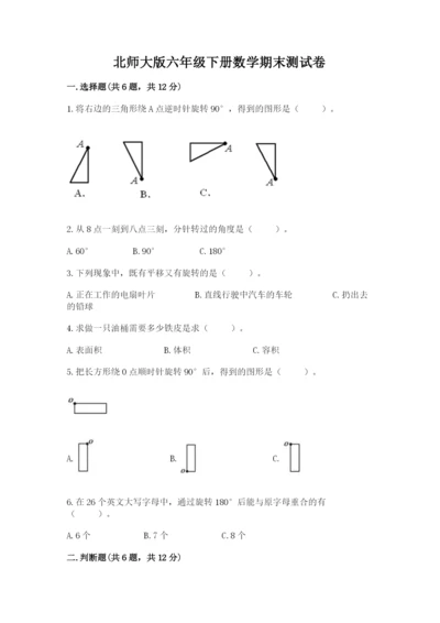 北师大版六年级下册数学期末测试卷含答案（精练）.docx