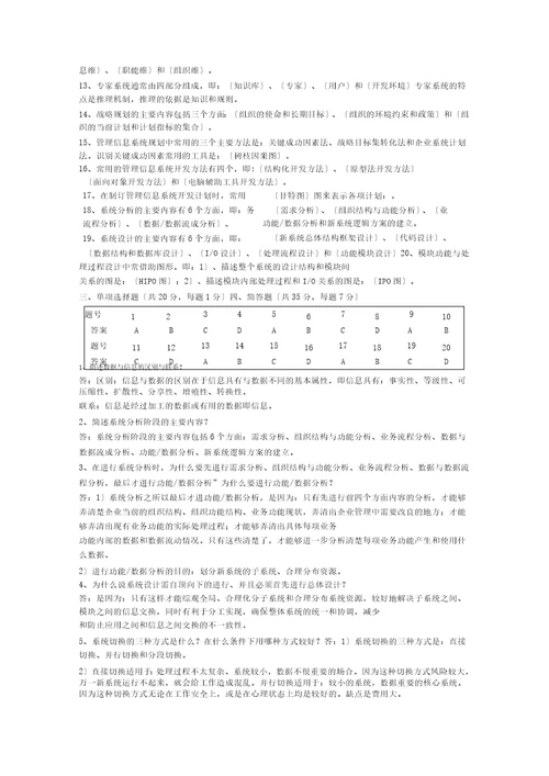 管理信息系统题目汇总