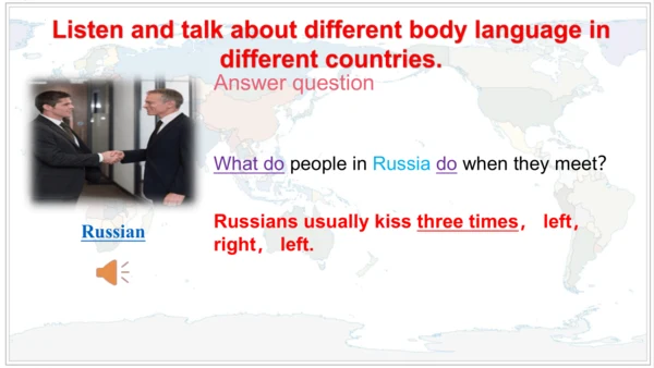 Module 11 Body language Unit 1 They touch noses!课件