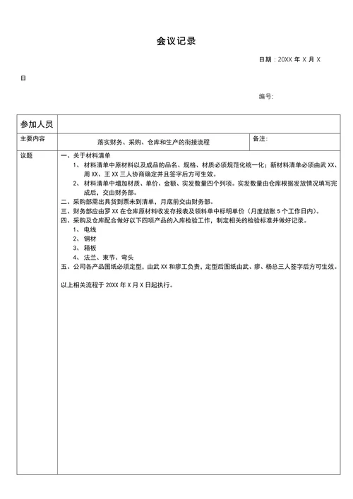 会议记录模板
