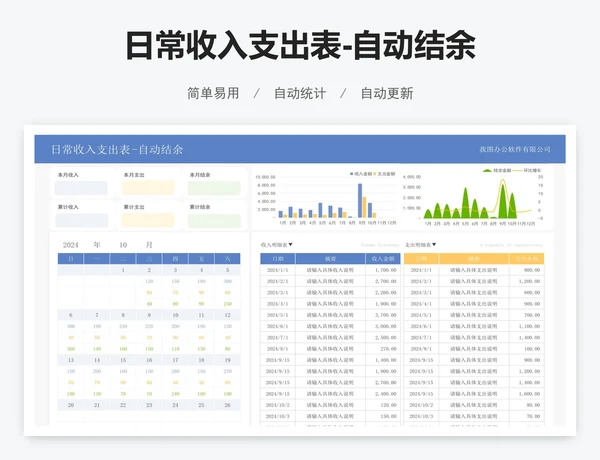 日常收入支出表-自动结余