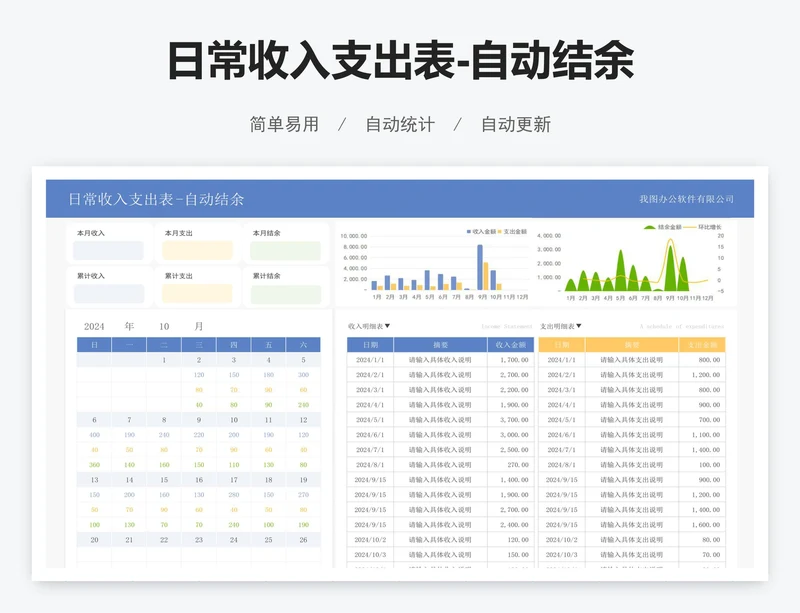 日常收入支出表-自动结余