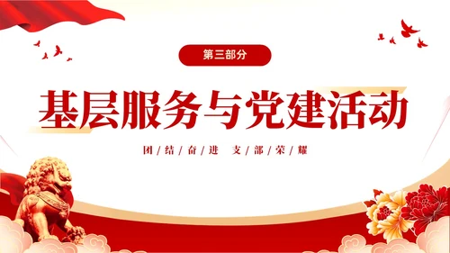 红色大气党建党课党支部书记述职报告PPT