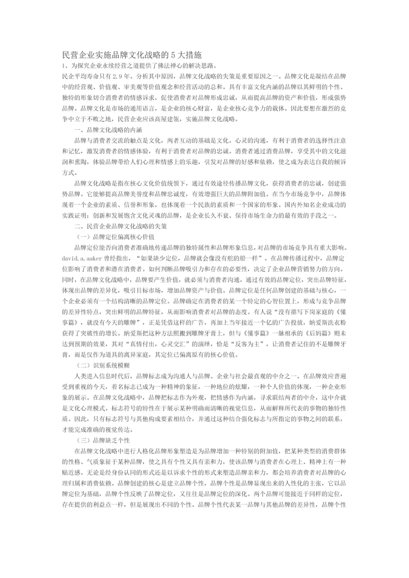 民营企业实施品牌文化战略的5大措施.docx