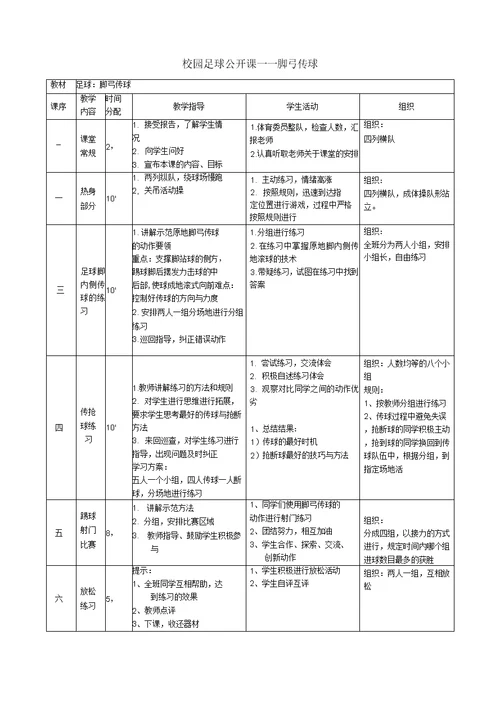 足球教学案例分析