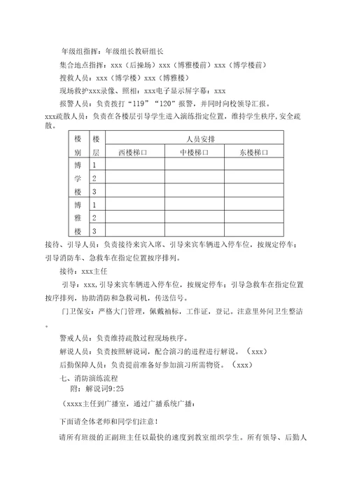 学校防火紧急疏散演练脚本