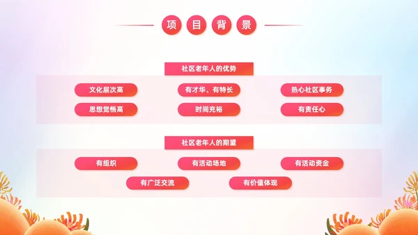 炫彩风商业创投老年人公园社区公益服务项目汇报PPT模板