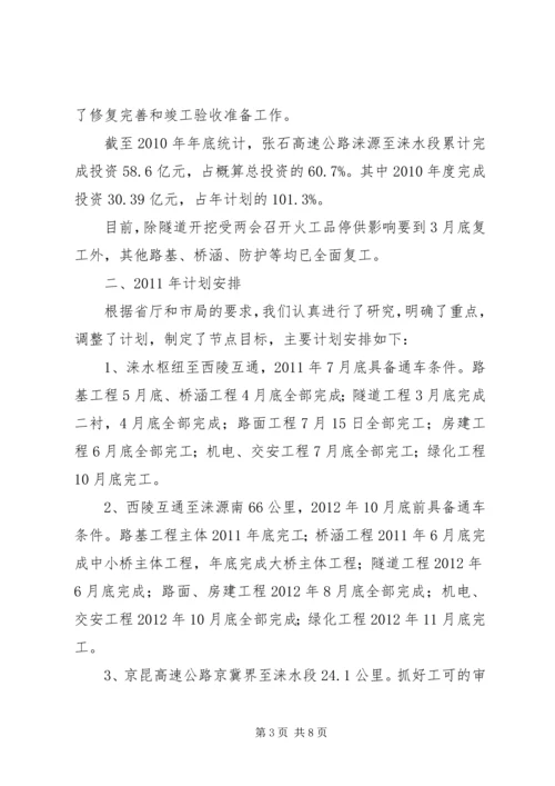 参加省高速公路建设座谈会汇报.docx