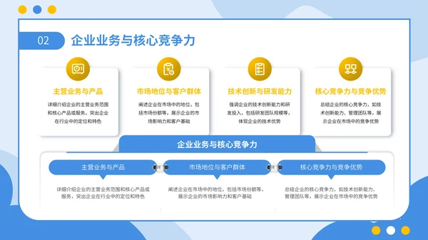 蓝黄色扁平插画风企业春季招聘通用PPT模板