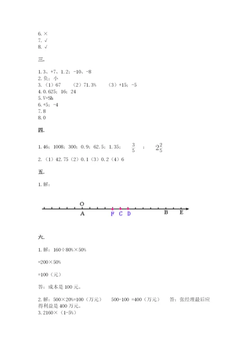 人教版数学六年级下册试题期末模拟检测卷附答案【考试直接用】.docx