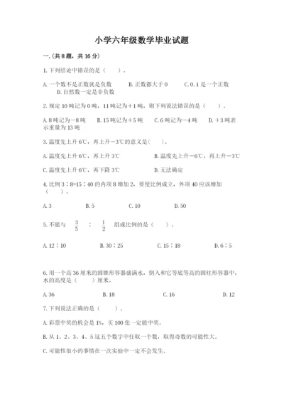 小学六年级数学毕业试题精品（名校卷）.docx