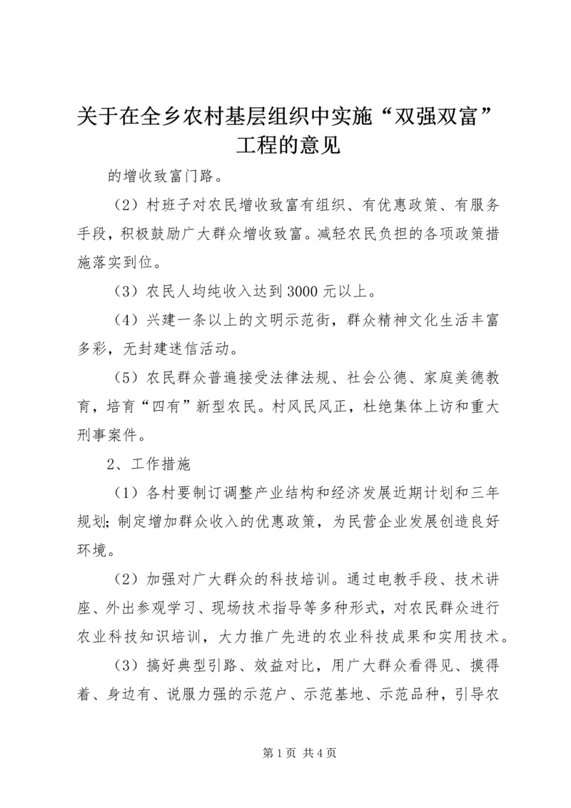 关于在全乡农村基层组织中实施“双强双富”工程的意见.docx