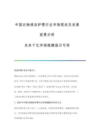 中国衣物清洁护理行业市场现状及发展前景分析-未来千亿市场规模指日可待.docx