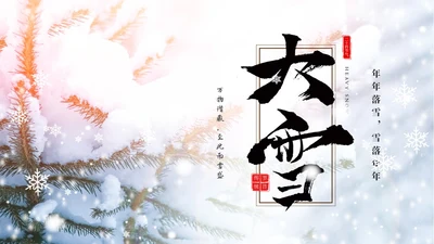 白色简约实拍雪景中国传统节气大雪节气介绍PPT