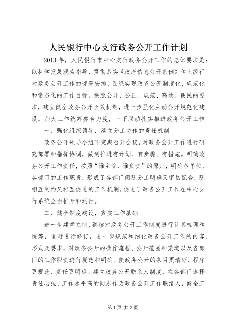 人民银行中心支行政务公开工作计划.docx