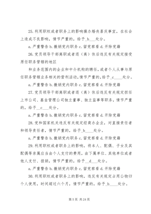 党规党纪知识竞赛参考题库简述题.docx
