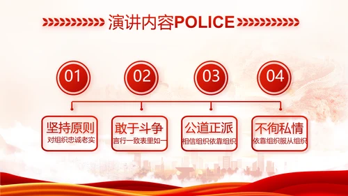 红色大气公安民警述职报告动态PPT模板
