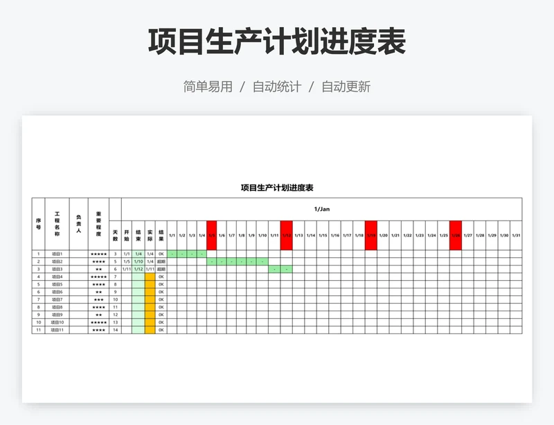 项目生产计划进度表