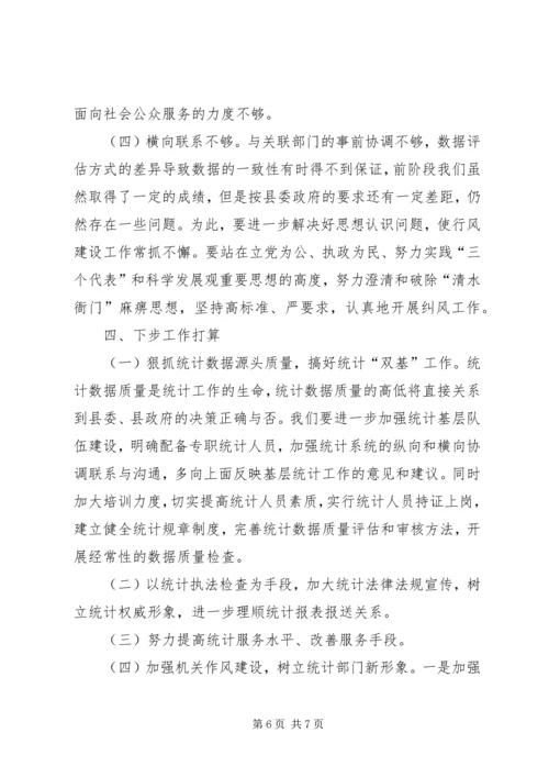 县统计局行风评议工作自检自查报告 (2).docx