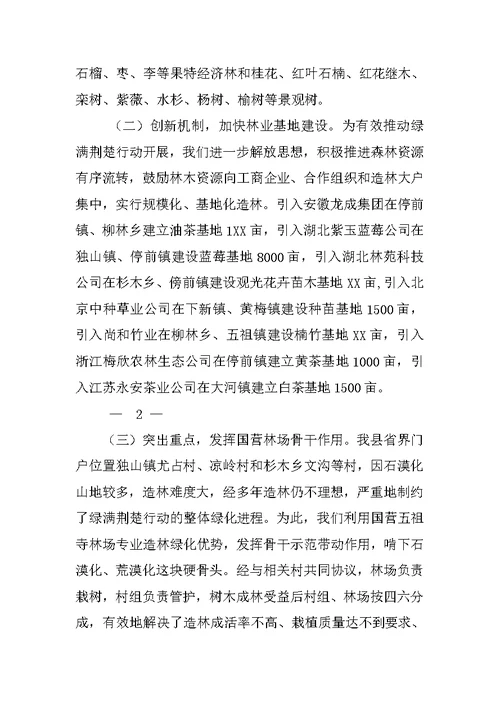 绿满荆楚行动工作总结