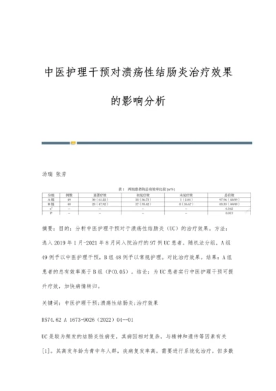 中医护理干预对溃疡性结肠炎治疗效果的影响分析.docx