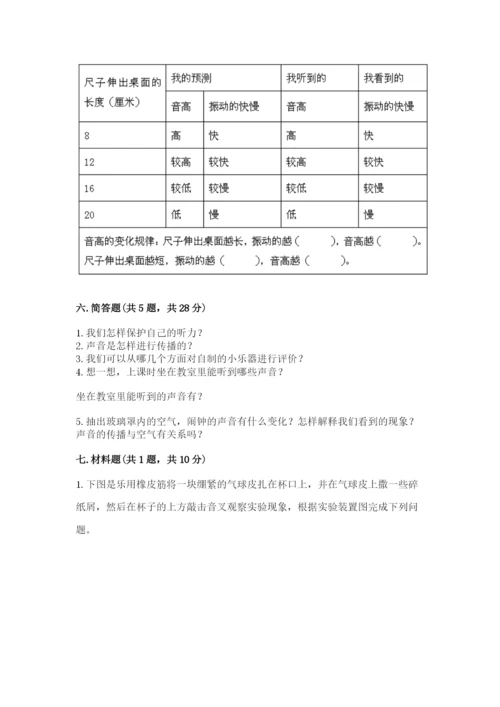 教科版科学四年级上册第一单元《声音》测试卷含完整答案【考点梳理】.docx