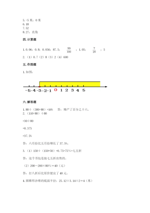 沪教版小学数学六年级下册期末检测试题及参考答案【满分必刷】.docx