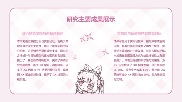 次元少女粉色卡通风毕业答辩