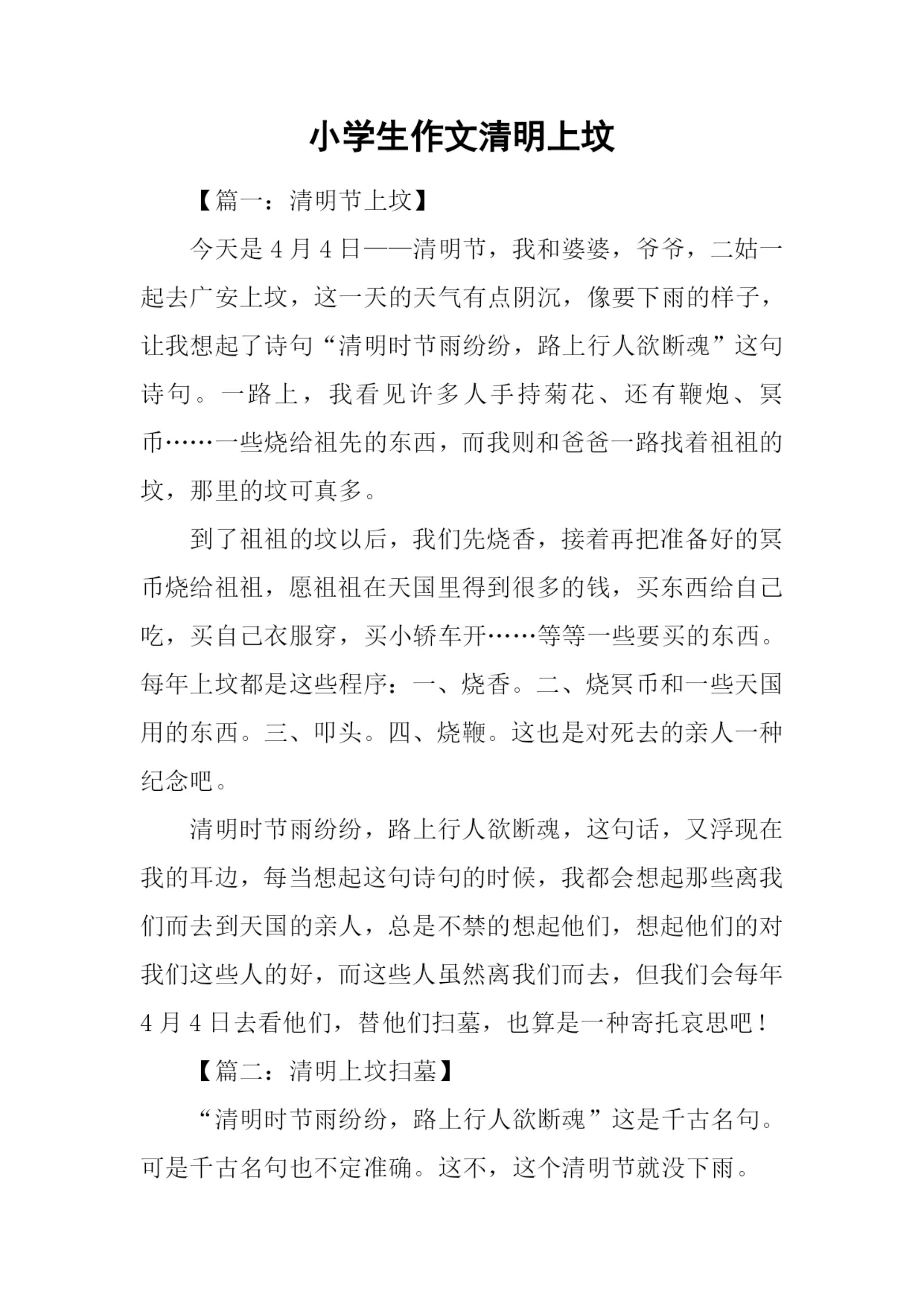 小学生作文清明上坟.docx