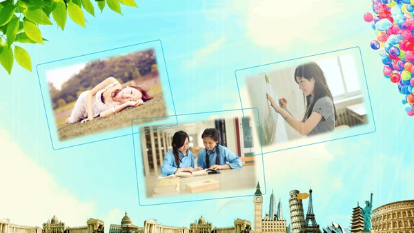 致青春热气球电子相册通用PPT模板